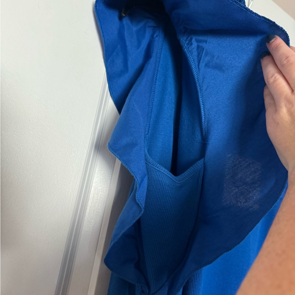 Blue Sleeveless Ruffle Top - Picture 5 of 7